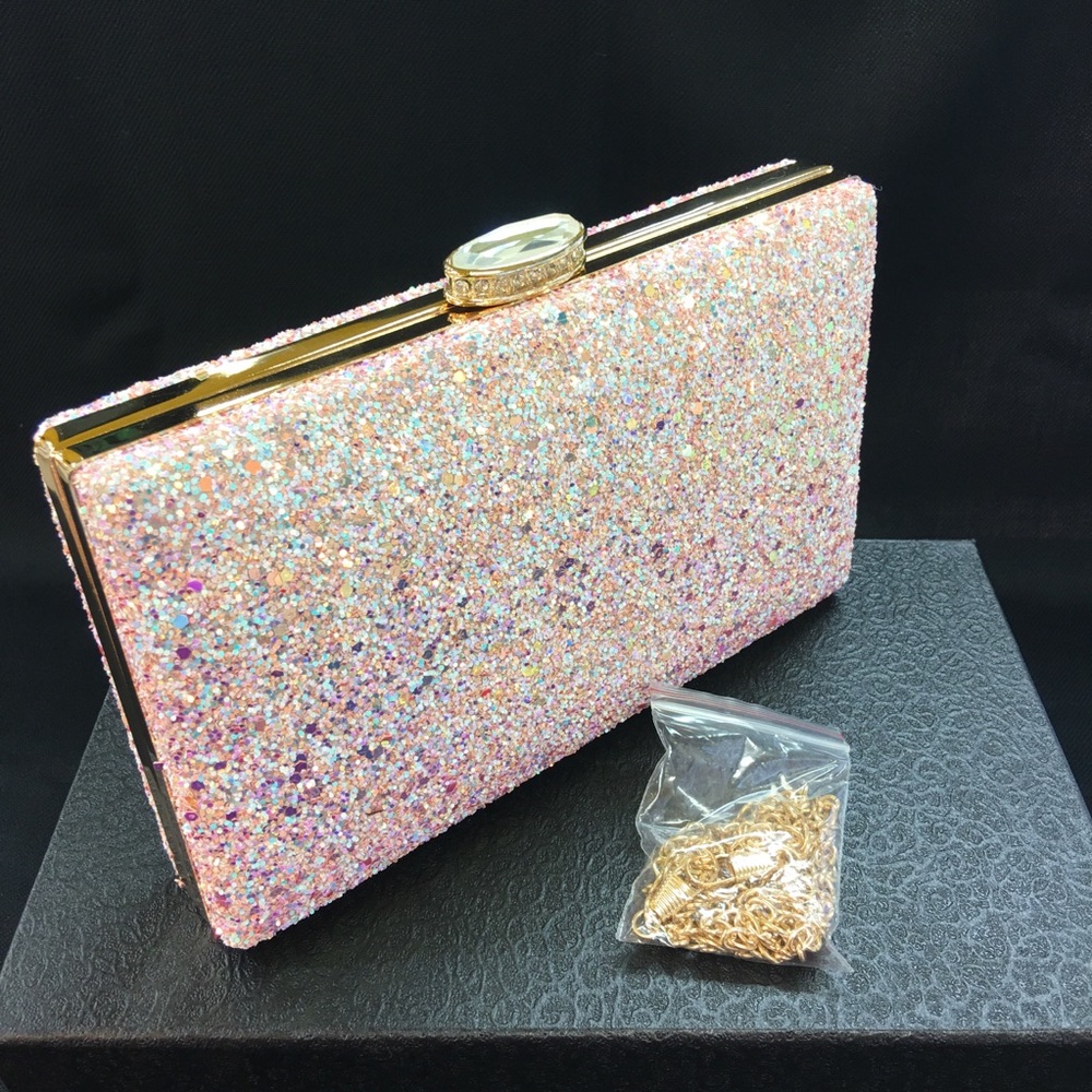 Cute Iridescent Sparkly Glitter Clutch Purse Bag